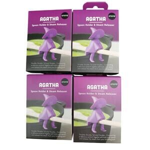 SET OF 4 Agatha Witch Spoon Holder & Steam Releaser Ototo Halloween Kitchen NEW